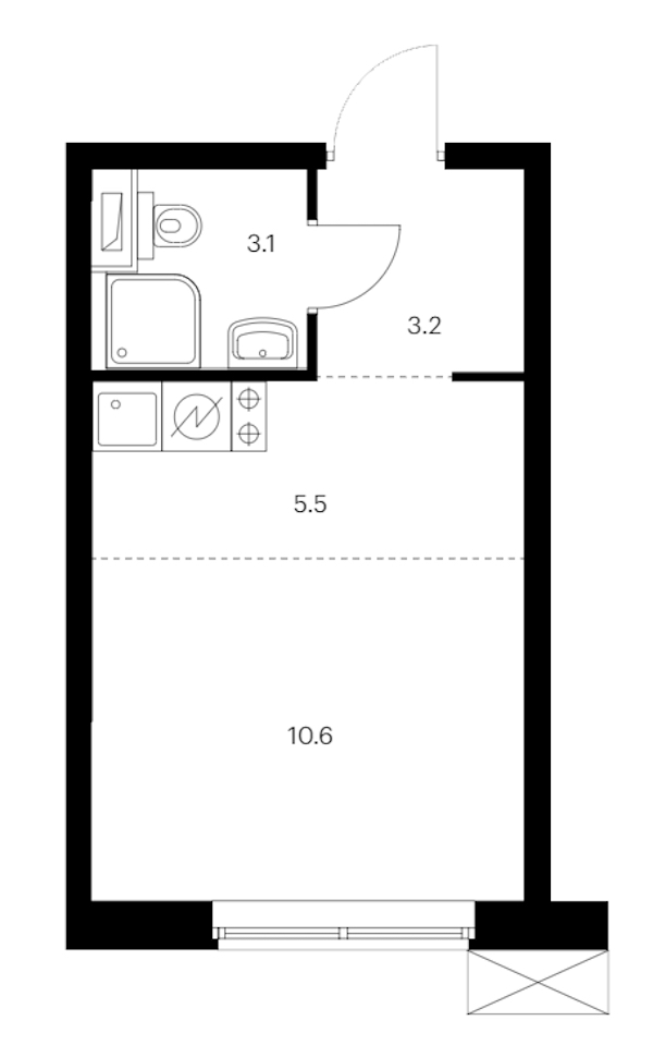Квартира студия 22.4 м², 11/12 эт., ЖК «Шкиперский 19»